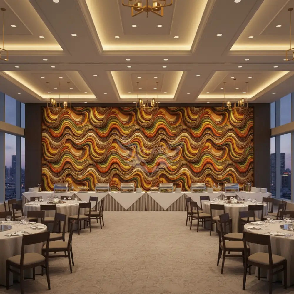 Funky Retro 3D Waves of the 70s Unpasted Mural Wallpaper 144’’x100’’ - 144’’x100’’ - Wall Coverings