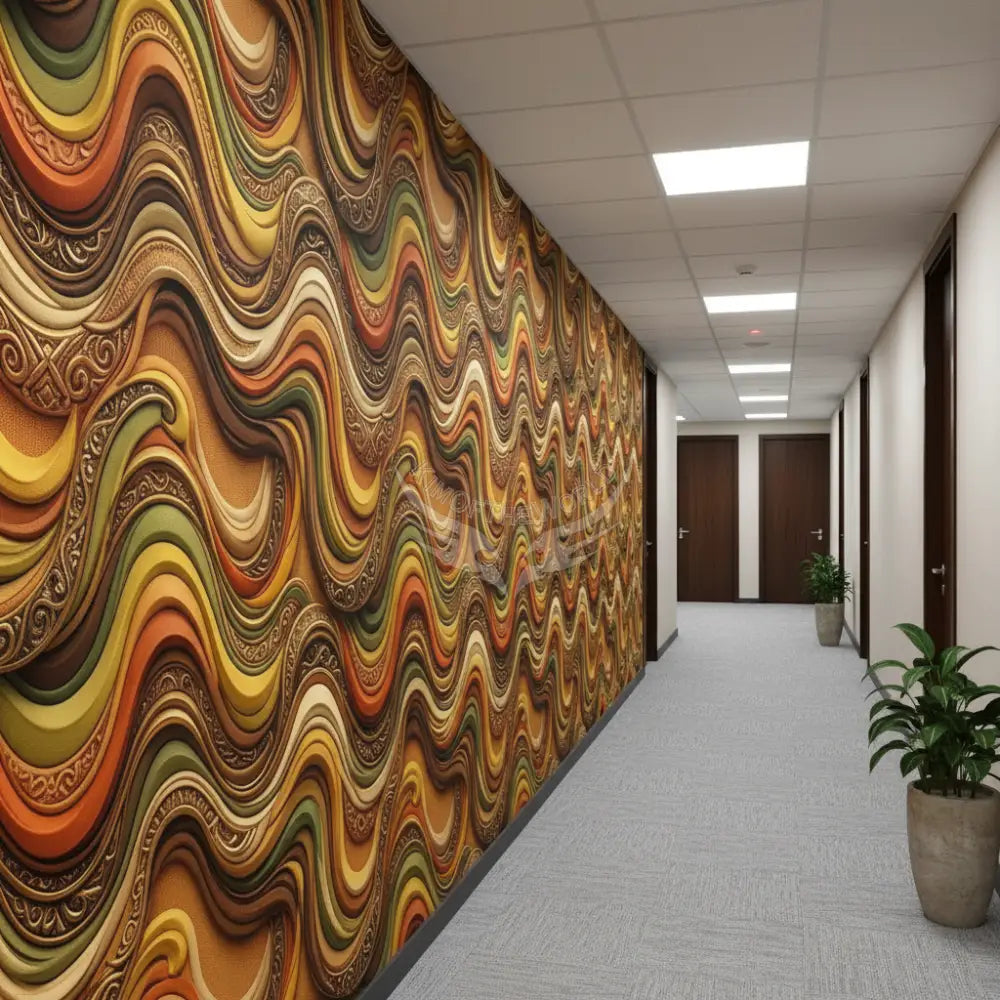 Funky Retro 3D Waves of the 70s Unpasted Mural Wallpaper 144’’x100’’ - 144’’x100’’ - Wall Coverings