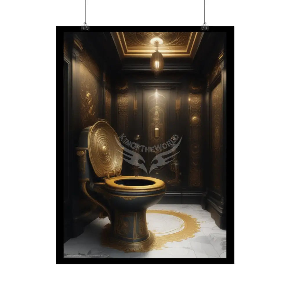 Funky Toilet Posters — Colorful Bathroom Art Prints - Gold & Black Poster