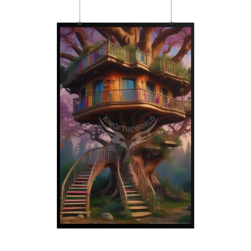 Funky Tree Houses Retro Rolled Poster Poster