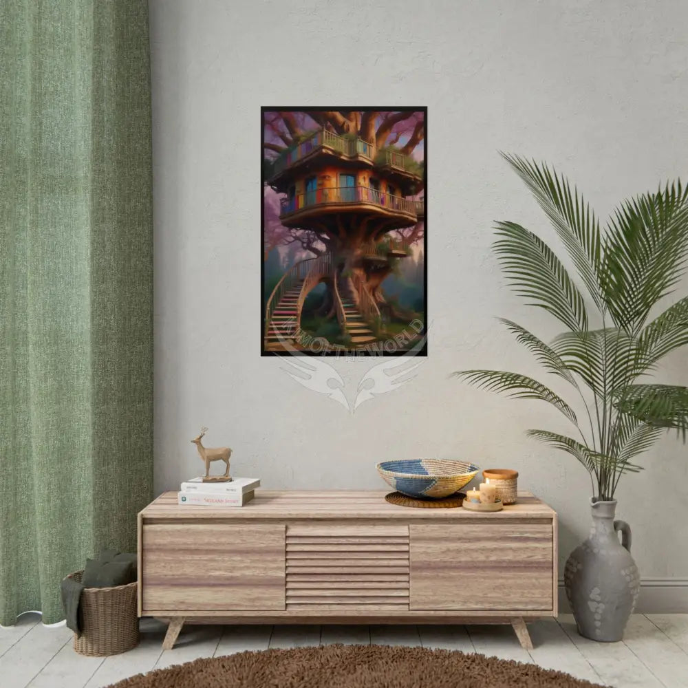 Funky Tree Houses Retro Rolled Poster Poster