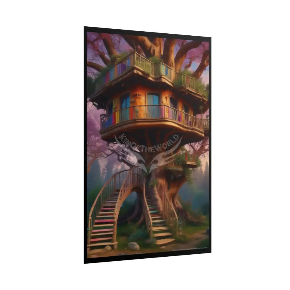 Funky Tree Houses Retro Rolled Poster Poster