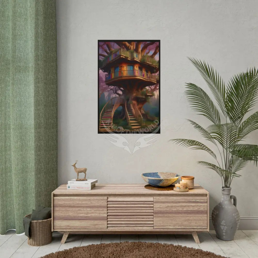 Funky Tree Houses Retro Rolled Poster Poster