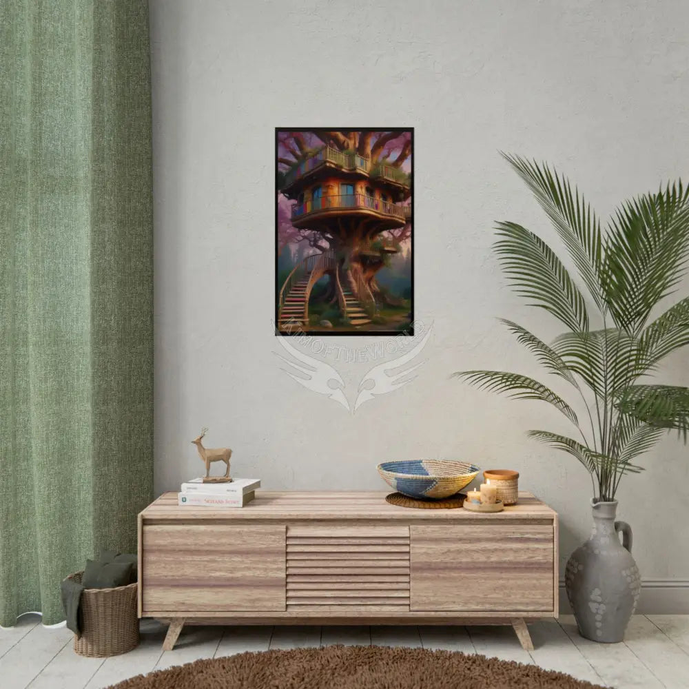 Funky Tree Houses Retro Rolled Poster Poster