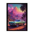 Funky Vaporwave Classic Cars Mashup - Rolled Poster 18″ x 24″ (Vertical) / Semi Glossy Poster