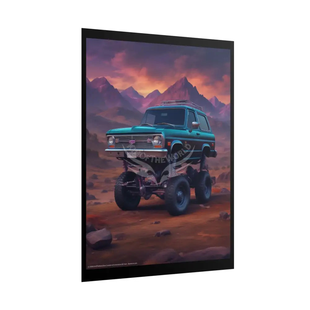 Funky Vaporwave Classic Truck Lifted Extreme Fun Cars Mashup - Rolled Poster Poster