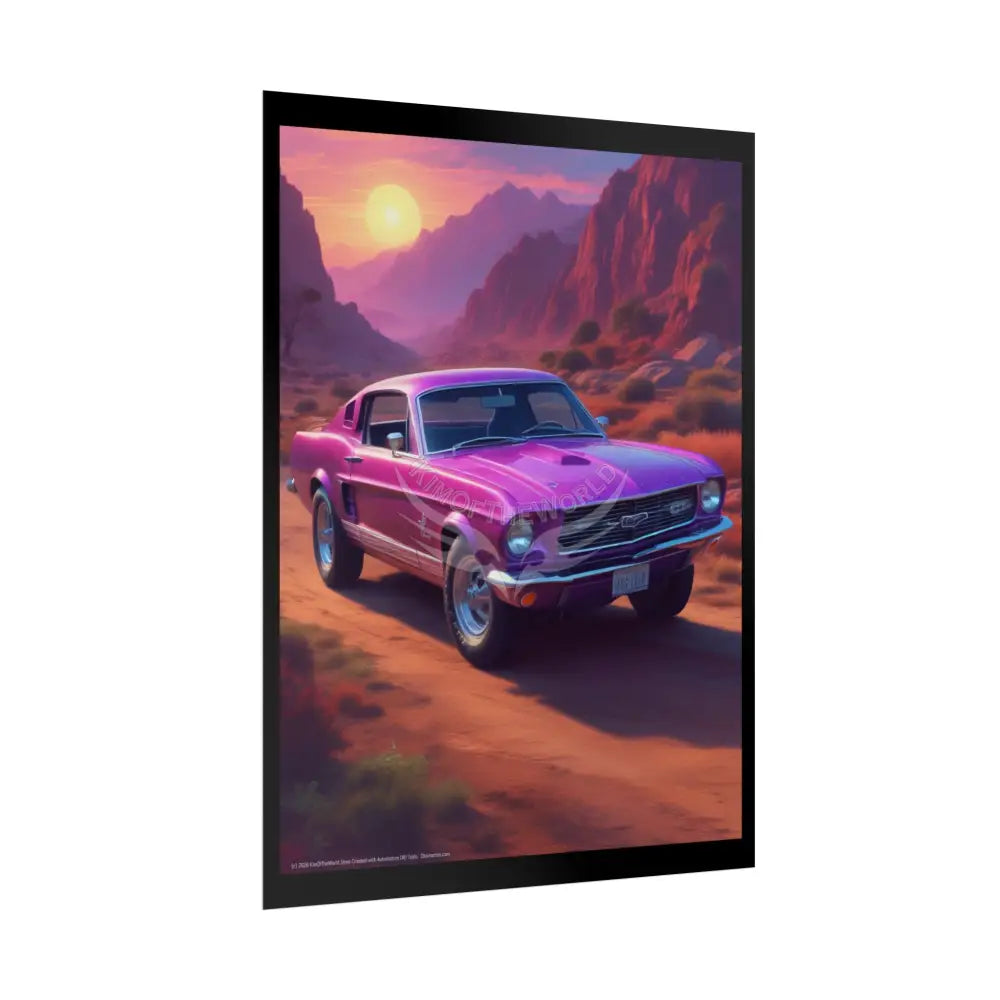 Funky Vaporwave Mustang Classic Cars Mashup - Rolled Poster Poster
