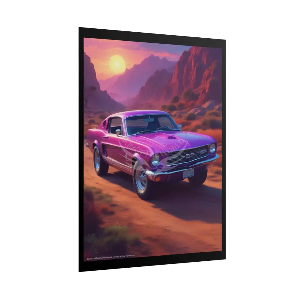 Funky Vaporwave Mustang Classic Cars Mashup - Rolled Poster Poster