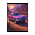 Funky Vaporwave Mustang Classic Cars Mashup - Rolled Poster 18″ x 24″ (Vertical) / Semi Glossy Poster