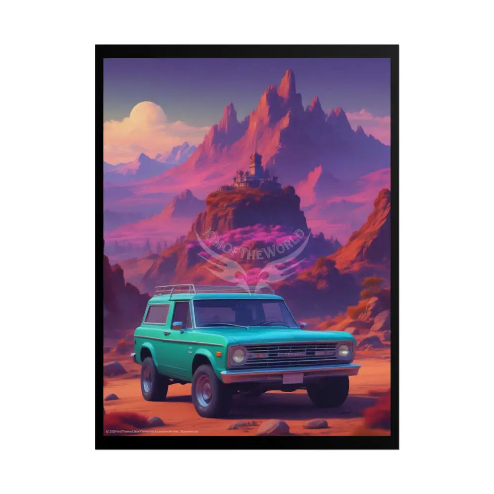 Funky Vintage 4x4 Bronco Classic Cars Mashup - Rolled Poster 18″ x 24″ (Vertical) / Matte Poster