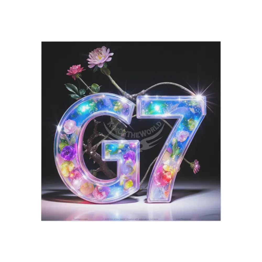 ’G7’’ 3D Floral Fae Light Logo Square Magnet 5’’ x 5’’ / Square / 1 pc Home Decor