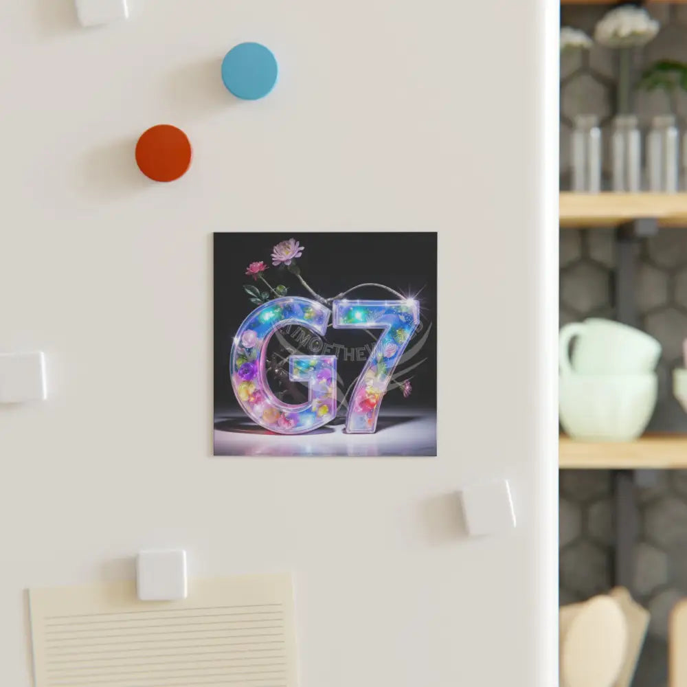 ’G7’’ 3D Floral Fae Light Logo Square Magnet Home Decor