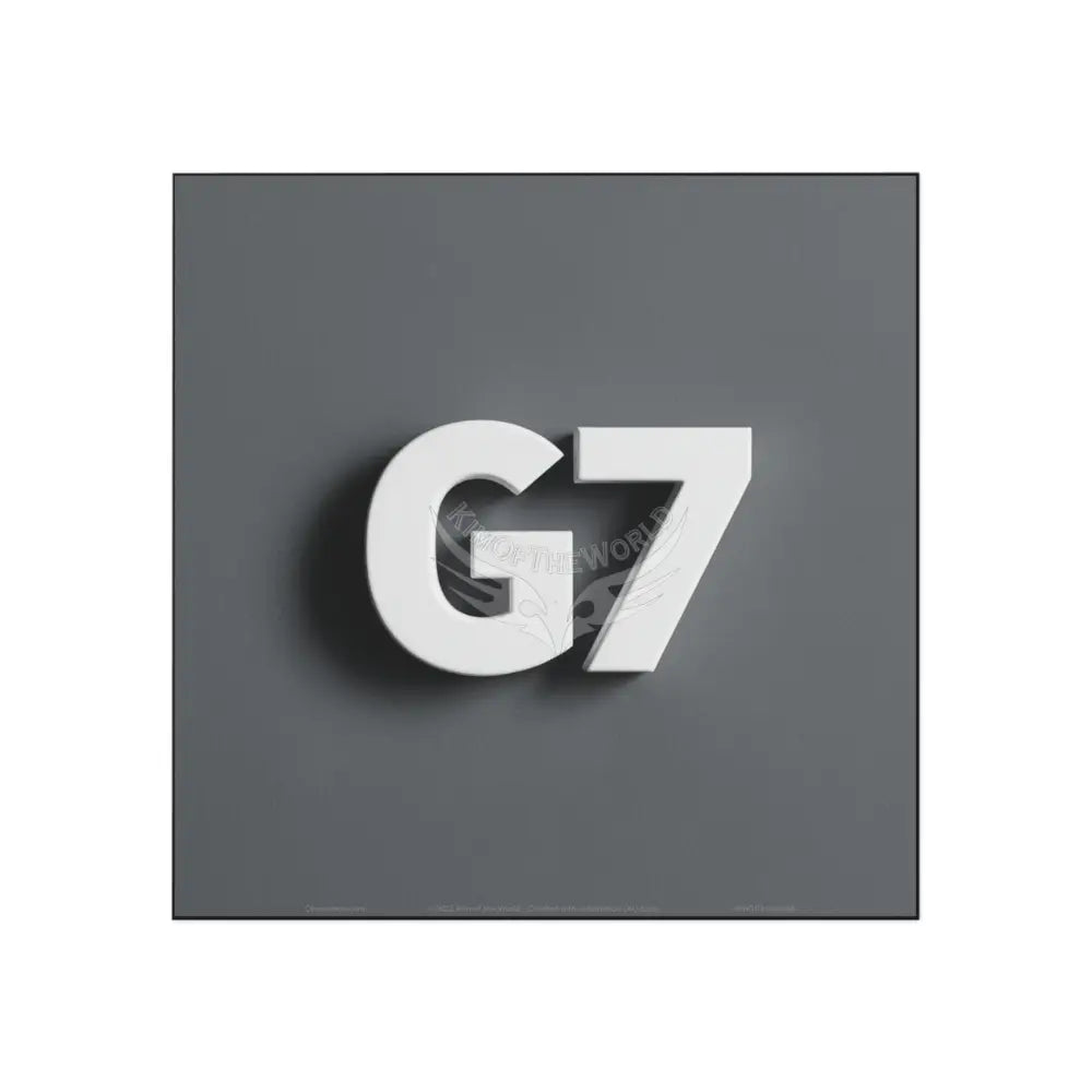 ’G7’’ 3D White on Grey Logo Square Magnet 5’’ x 5’’ / Square / 1 pc Home Decor
