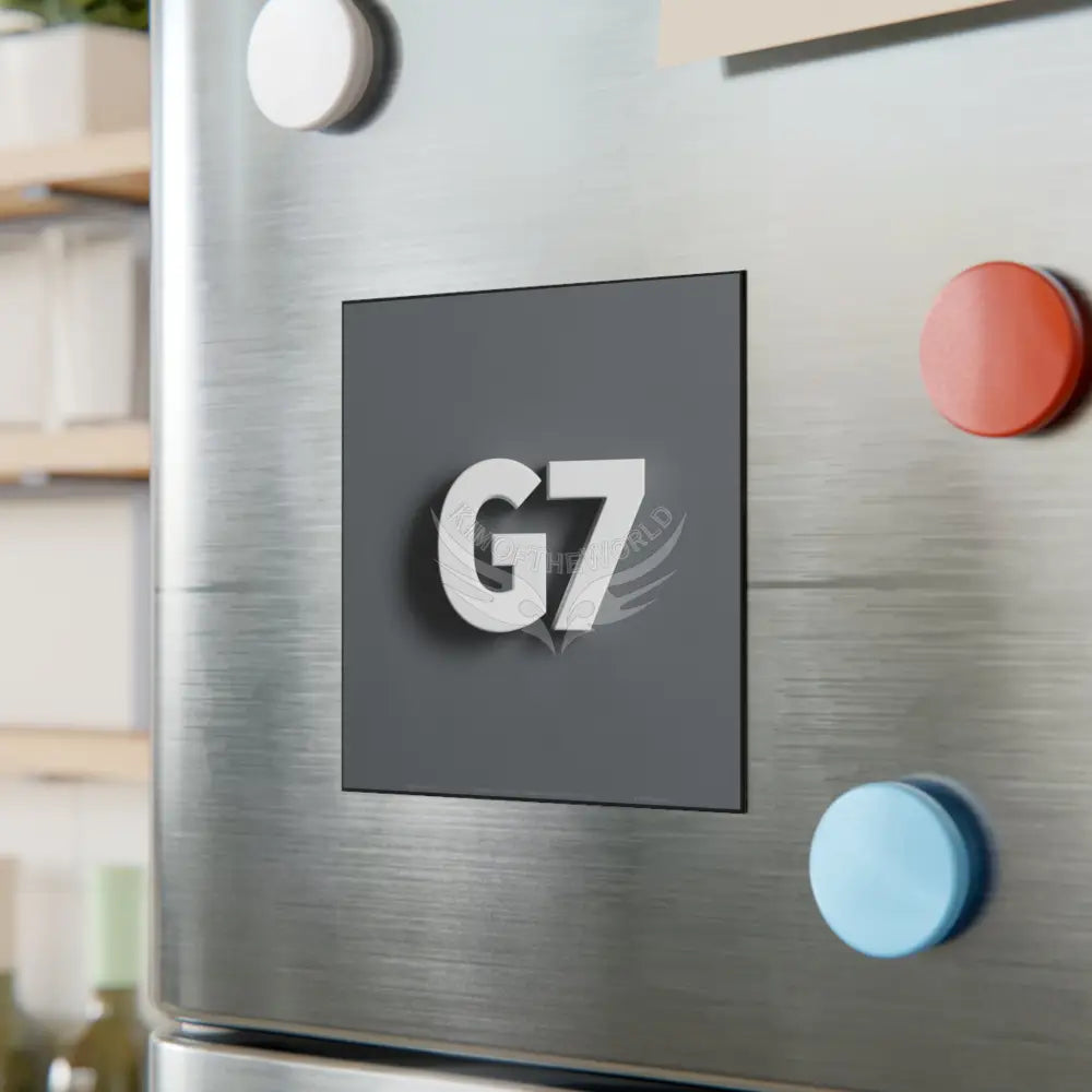 ’G7’’ 3D White on Grey Logo Square Magnet Home Decor