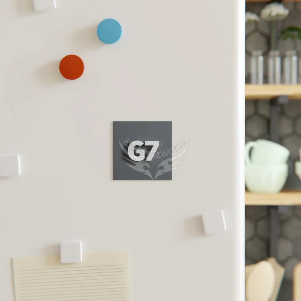 ’G7’’ 3D White on Grey Logo Square Magnet Home Decor