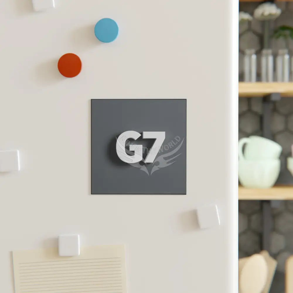 ’G7’’ 3D White on Grey Logo Square Magnet Home Decor