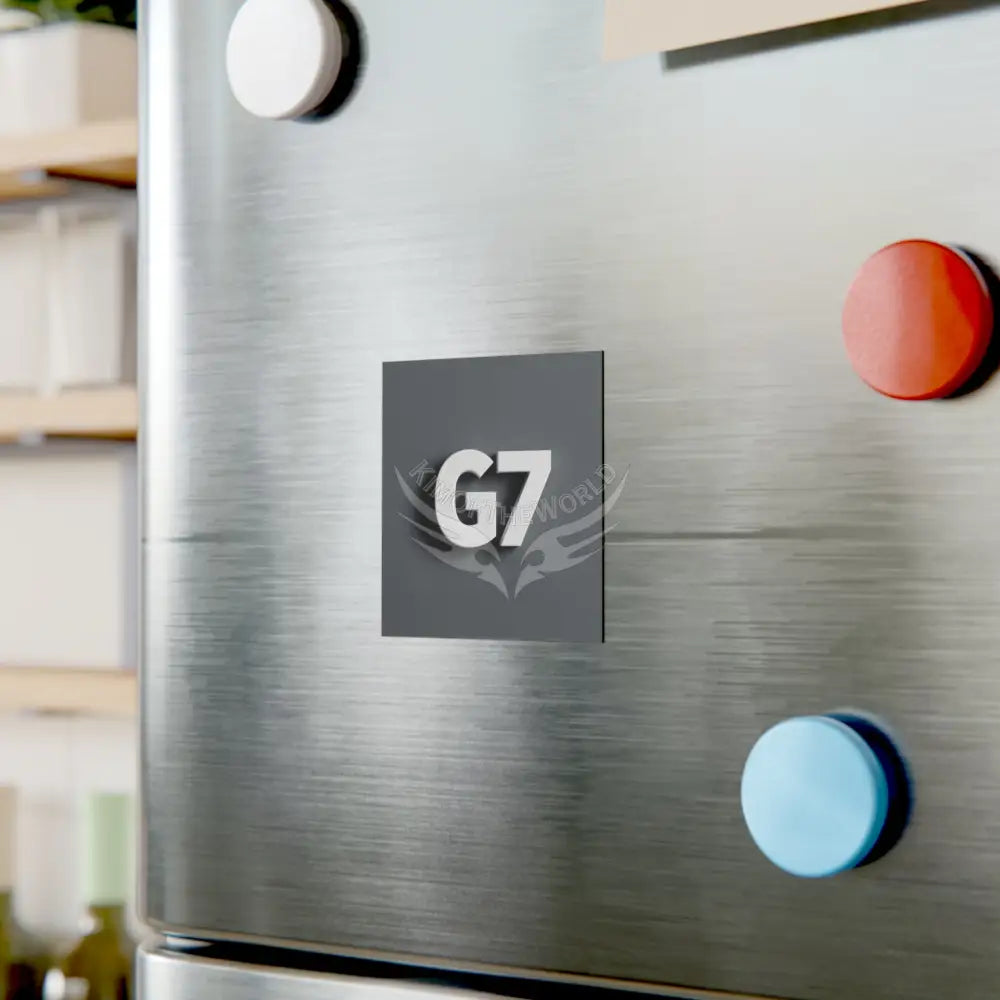 ’G7’’ 3D White on Grey Logo Square Magnet Home Decor