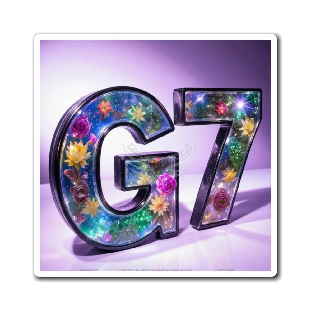 G7 Floral Resin Letter Magnet — Decorative Alphabet Fridge Sticker 4’’ × 4’’ Paper products