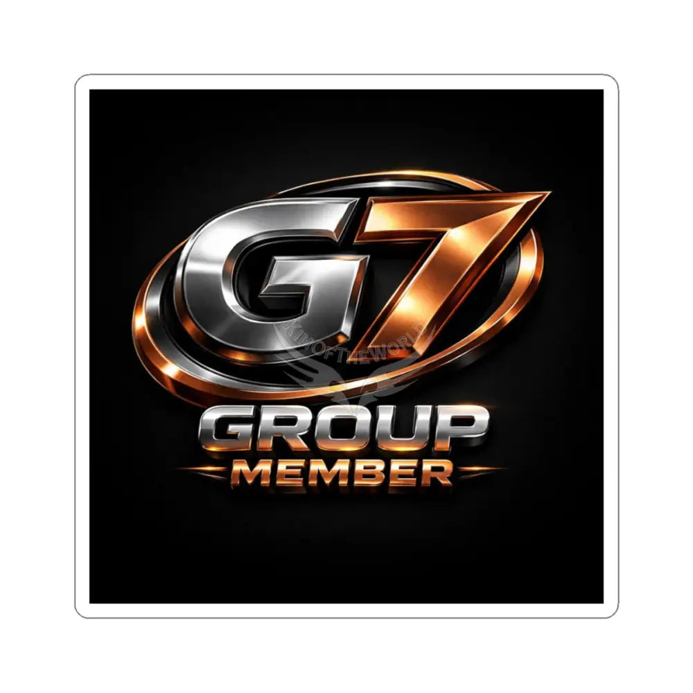 ’G7 Group Member’ Chrome and Copper Metallic Logo Kiss-Cut Sticker 3’’ × 3’’ / White Paper products