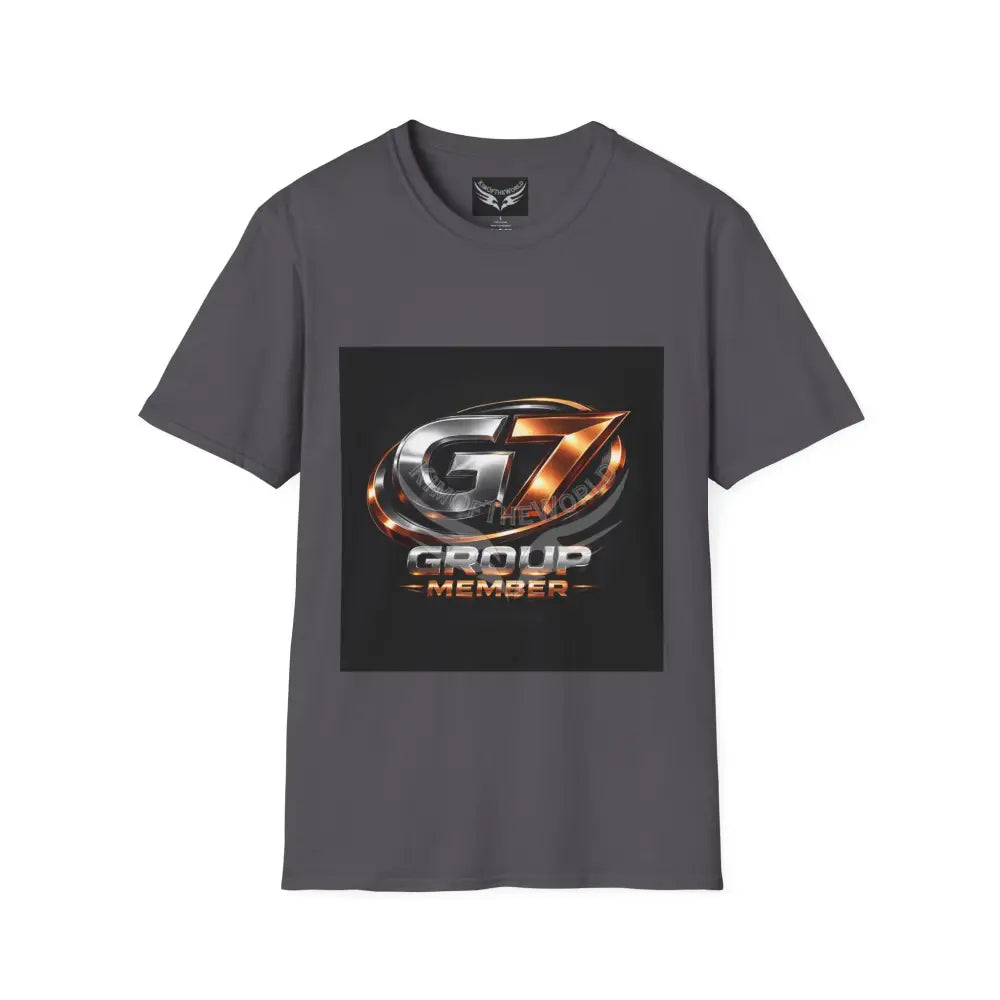’G7’’ Group Member Chrome & Copper Metallic Logo Group Member Pride - Softstyle T-Shirt Charcoal / XS T-Shirt