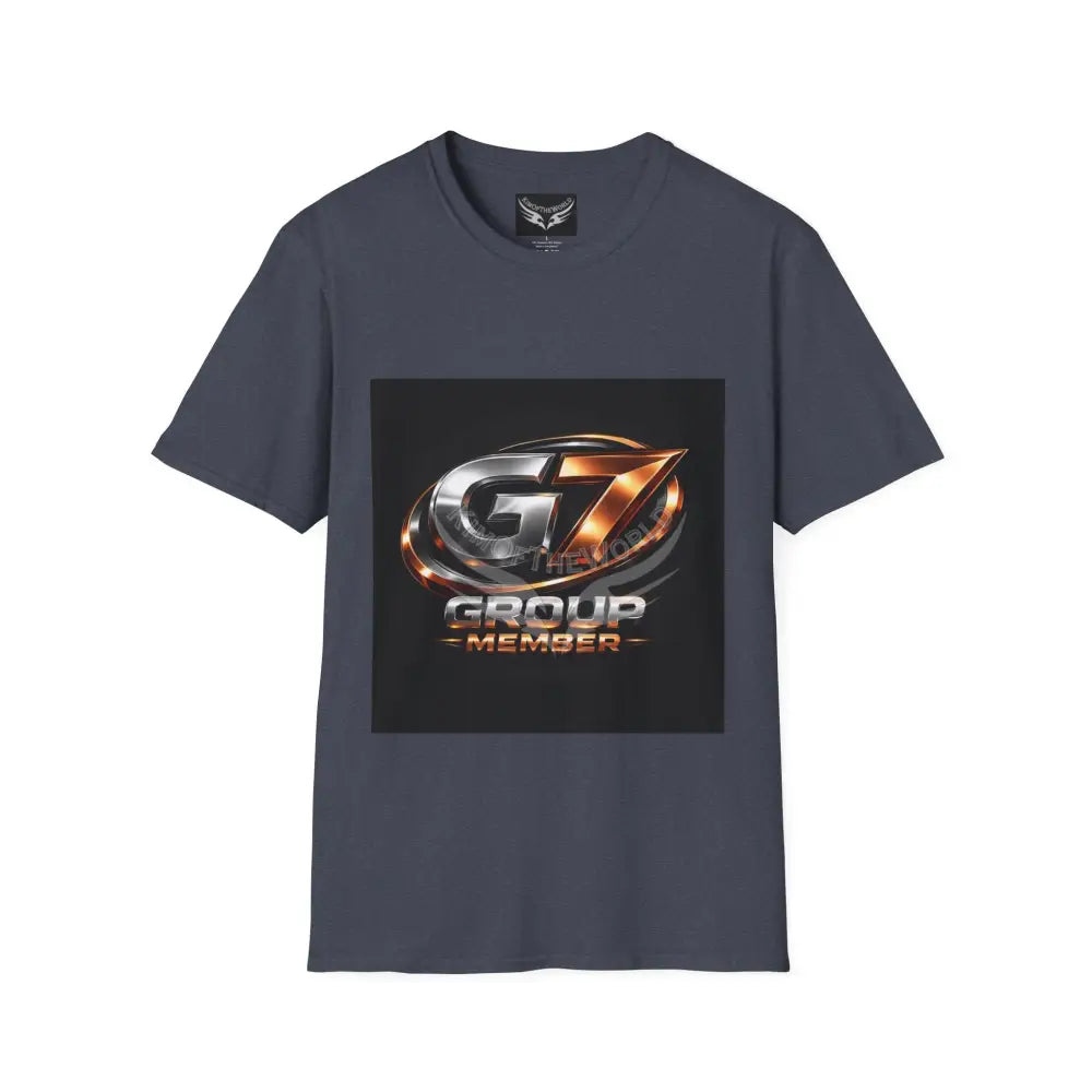 ’G7’’ Group Member Chrome & Copper Metallic Logo Group Member Pride - Softstyle T-Shirt Heather Navy / XS T-Shirt