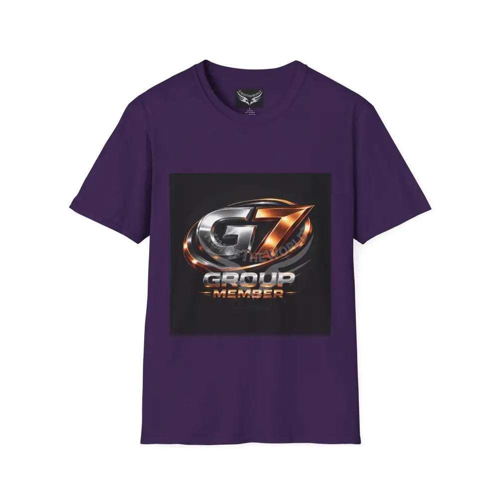 ’G7’’ Group Member Chrome & Copper Metallic Logo Group Member Pride - Softstyle T-Shirt Purple / S T-Shirt