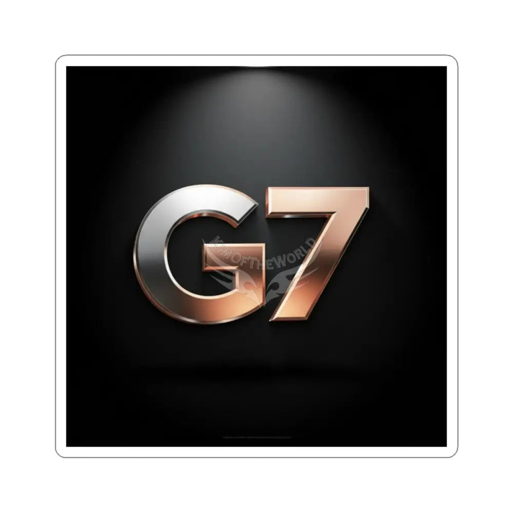 ’G7 Group Member’ Pewter & Copper Metallic Logo Kiss-Cut Sticker 3’’ × 3’’ / White Paper products