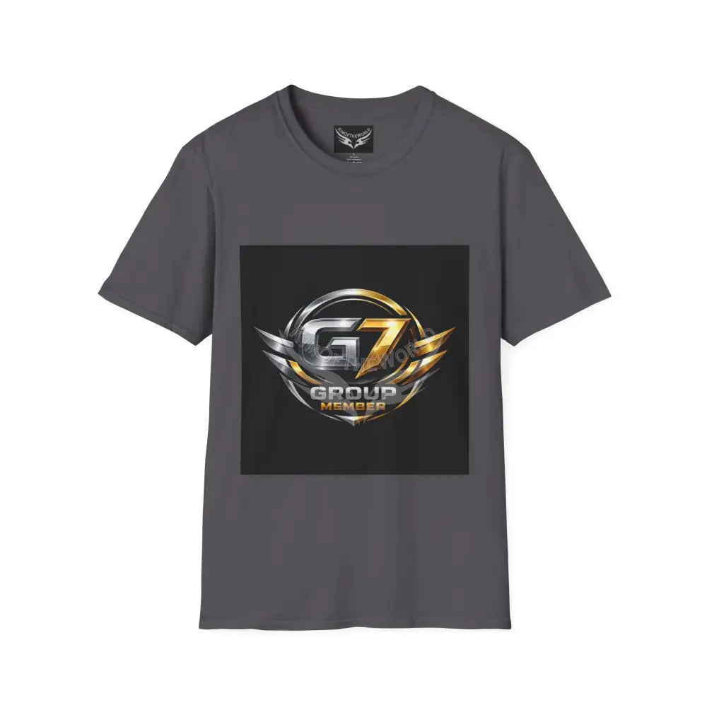 ’G7’’ Group Member Pewter & Copper Metallic Logo Group Member Pride - Softstyle T-Shirt Charcoal / XS T-Shirt