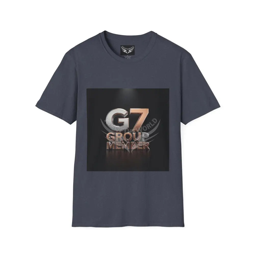 ’G7’’ Group Member Pewter & Copper Metallic Logo Group Member Pride - Softstyle T-Shirt Heather Navy / XS T-Shirt
