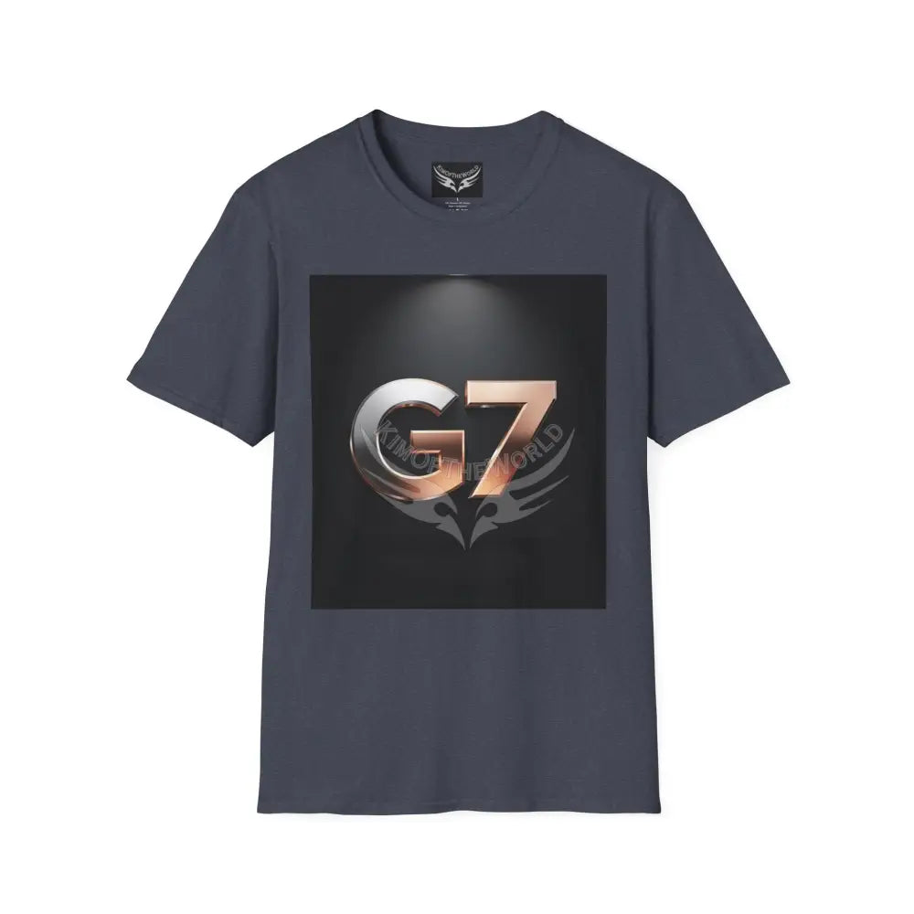 ’G7’’ Group Member Pewter & Copper Metallic Logo Group Member Pride - Softstyle T-Shirt Heather Navy / XS T-Shirt