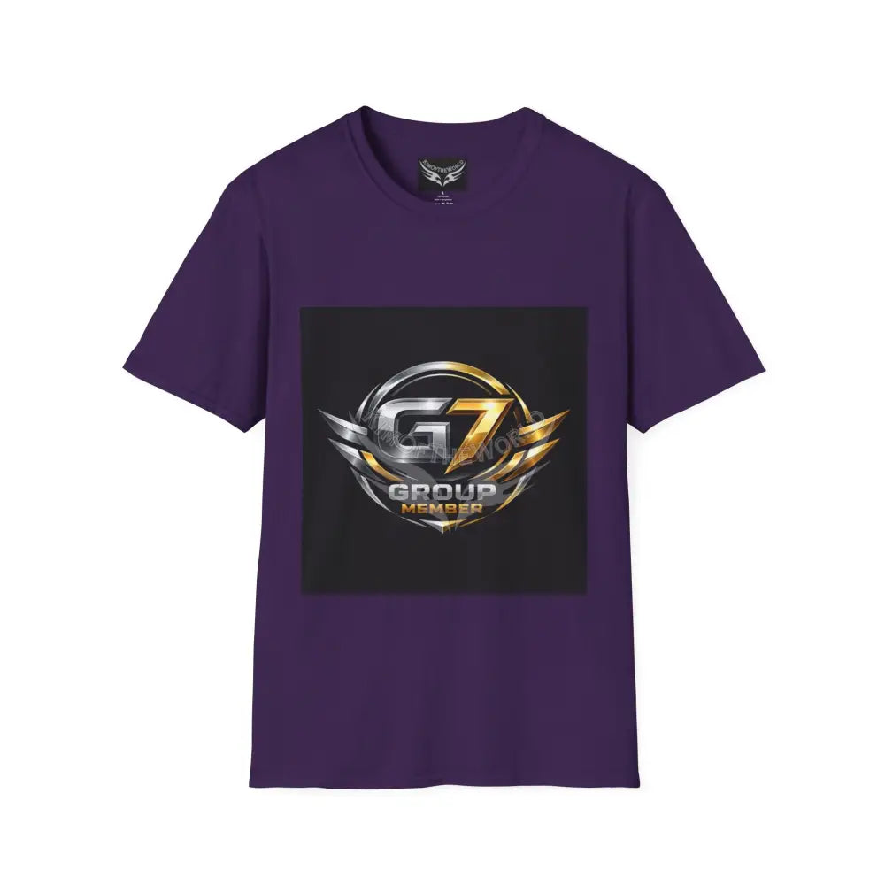’G7’’ Group Member Pewter & Copper Metallic Logo Group Member Pride - Softstyle T-Shirt Purple / S T-Shirt
