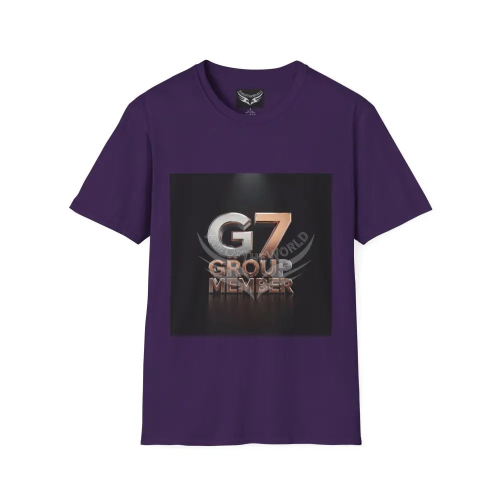 ’G7’’ Group Member Pewter & Copper Metallic Logo Group Member Pride - Softstyle T-Shirt Purple / S T-Shirt