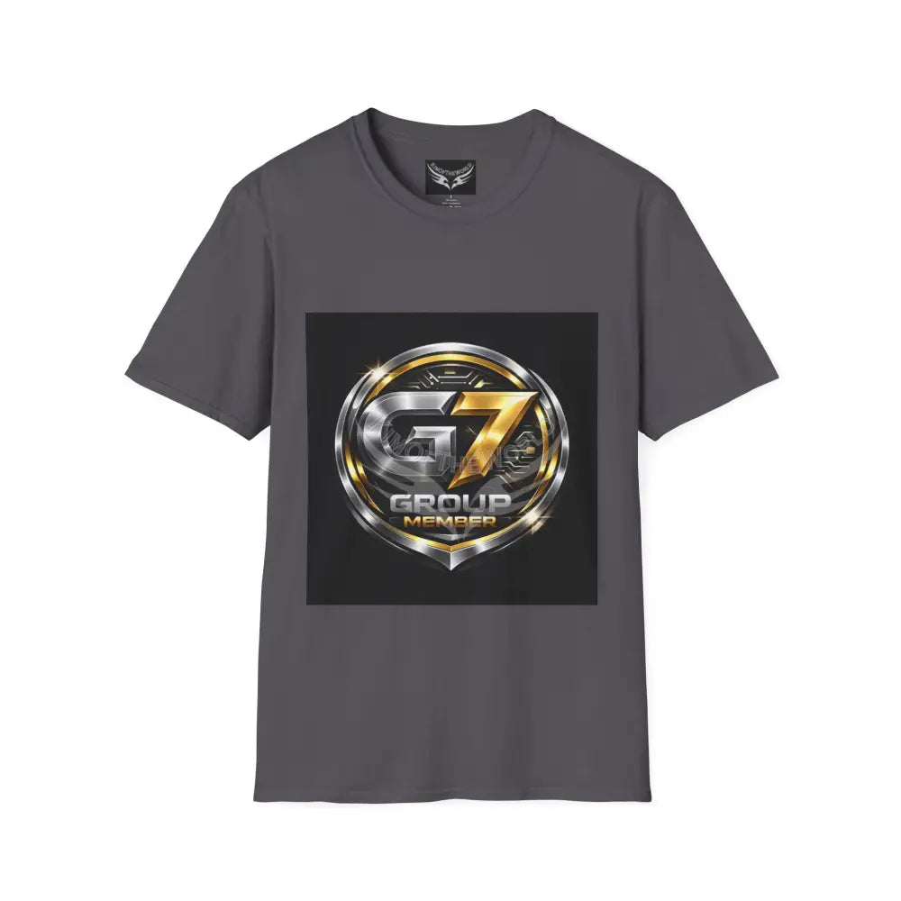 ’G7’’ Group Member Silver & Gold Metallic Logo Group Member Pride - Softstyle T-Shirt Charcoal / XS T-Shirt