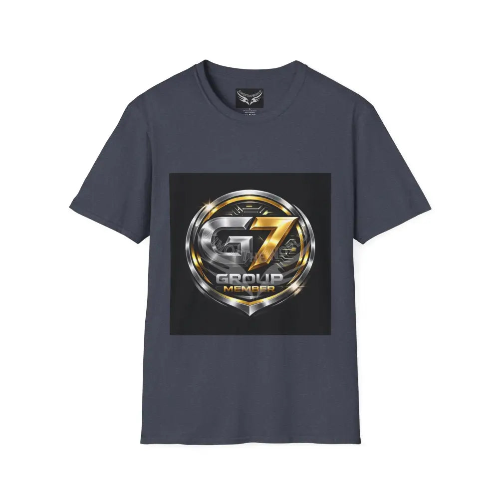 ’G7’’ Group Member Silver & Gold Metallic Logo Group Member Pride - Softstyle T-Shirt Heather Navy / XS T-Shirt
