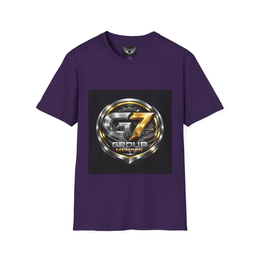 ’G7’’ Group Member Silver & Gold Metallic Logo Group Member Pride - Softstyle T-Shirt Purple / S T-Shirt