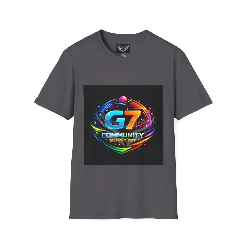 ’G7’’ Group Member Spectrum Rainbow Metallic Logo Group Member Pride - Softstyle T-Shirt Charcoal / XS T-Shirt