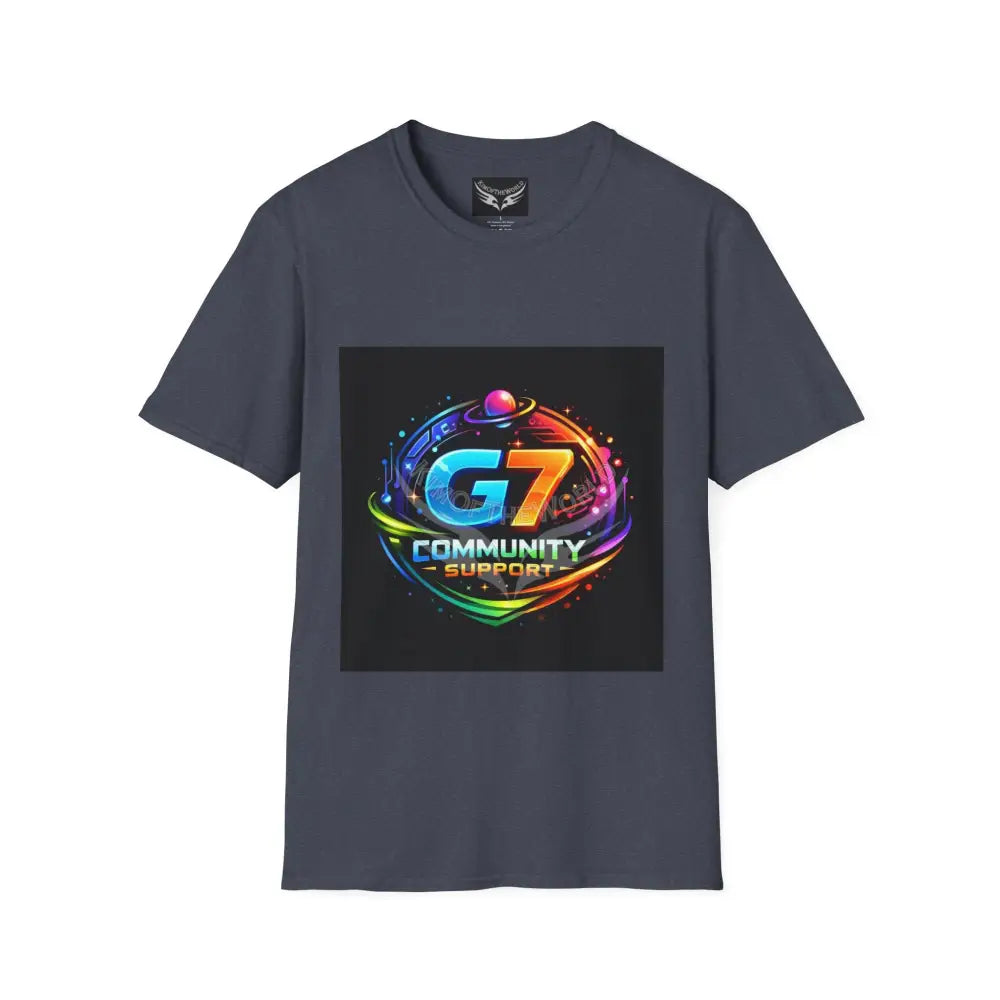 ’G7’’ Group Member Spectrum Rainbow Metallic Logo Group Member Pride - Softstyle T-Shirt Heather Navy / XS T-Shirt