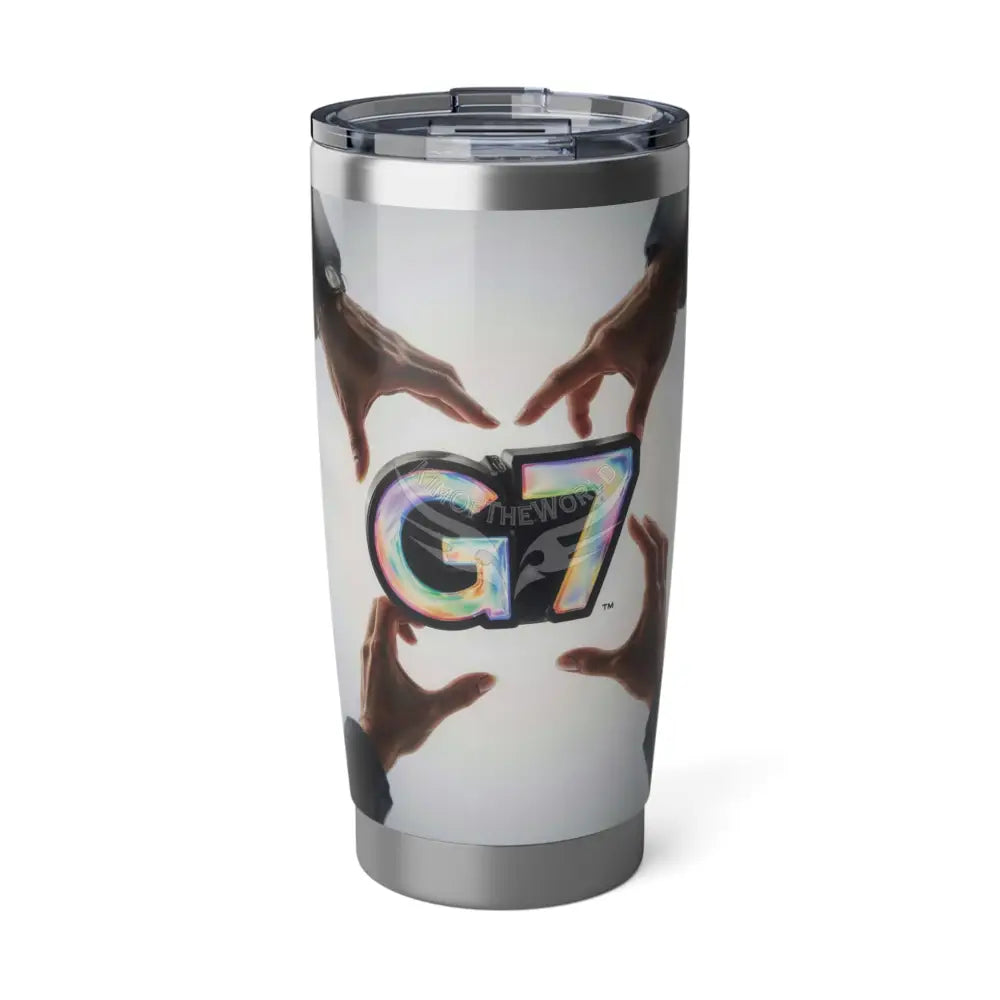 ’G7’’ Logo Community Helping Hands Holographic Logo Tumbler — 20oz Stainless Travel Cup 20oz / Silver Mug