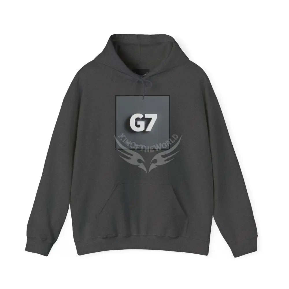 G7 Logo Hoodie — Minimalist Grey Graphic Sweatshirt S / Dark Heather Hoodie