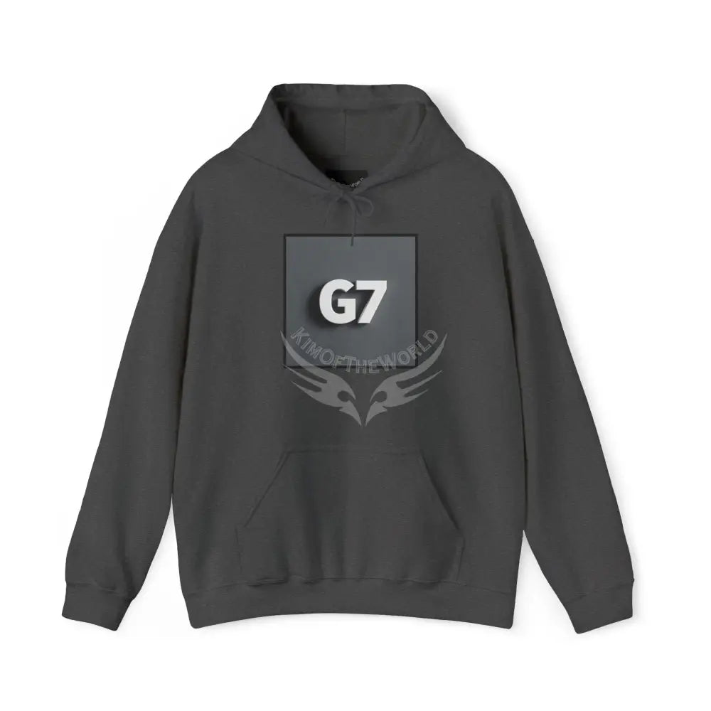 G7 Logo Hoodie — Minimalist Grey Graphic Sweatshirt S / Dark Heather Hoodie