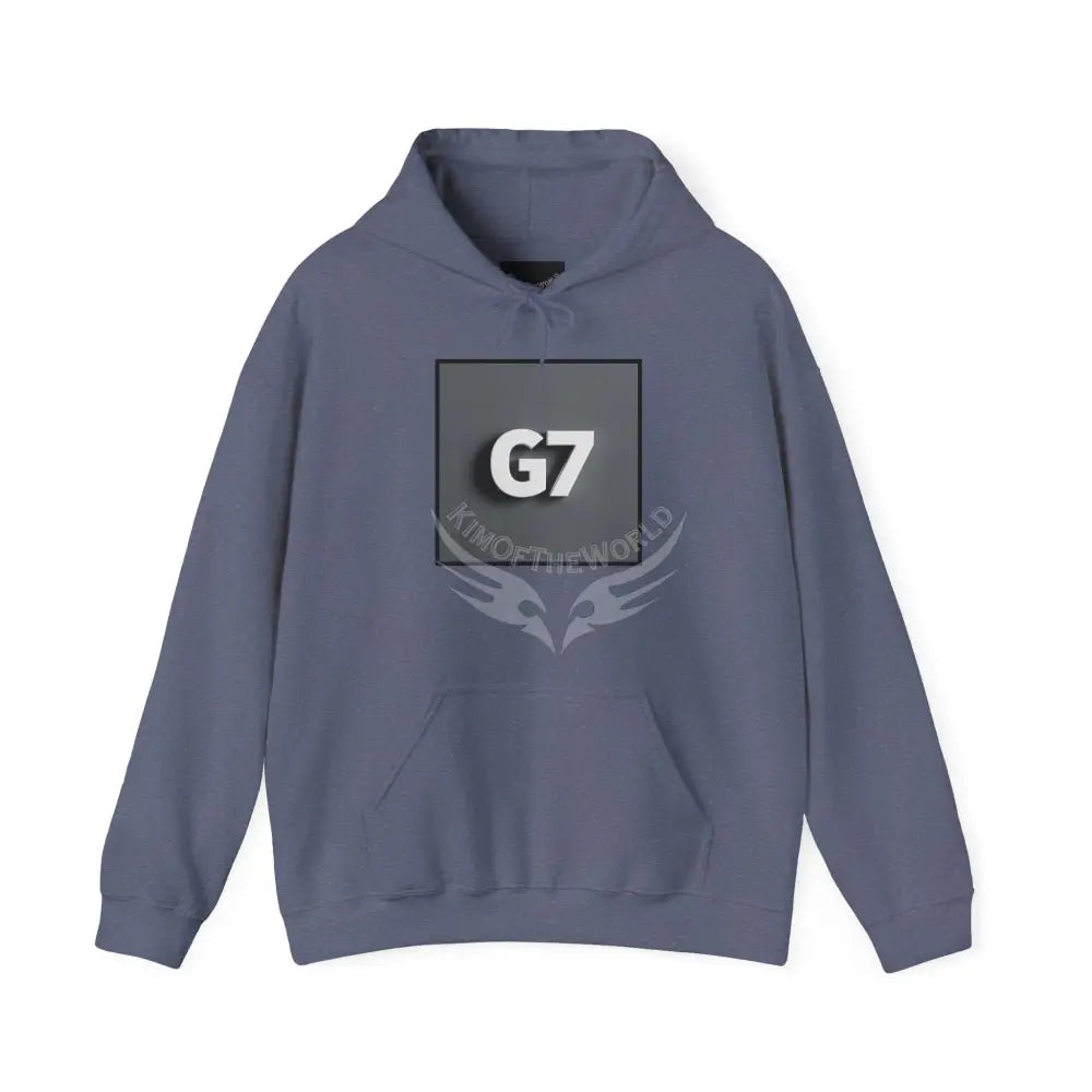 G7 Logo Hoodie — Minimalist Grey Graphic Sweatshirt S / Heather Navy Hoodie