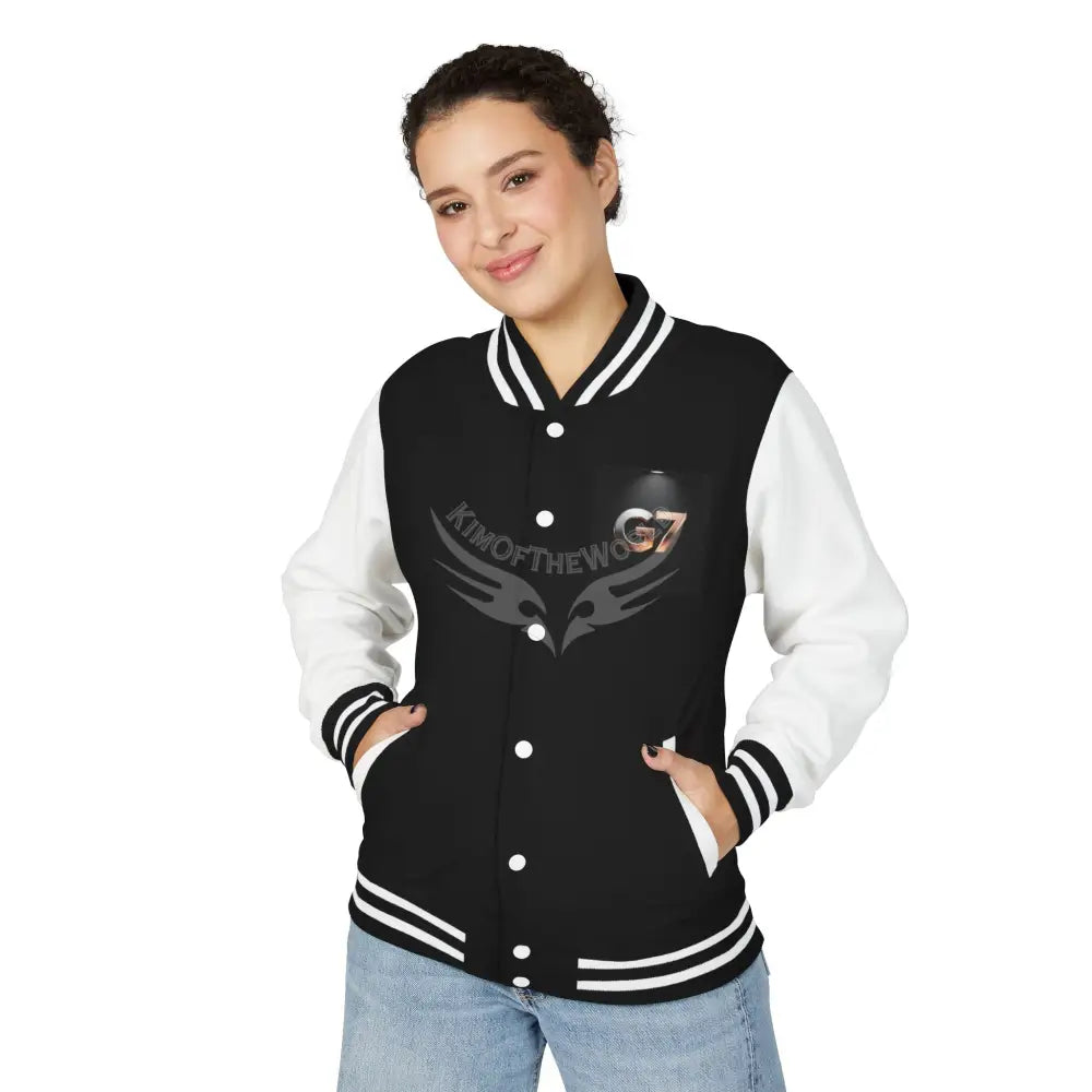 G7 Logo Letterman Jacket — Black & White Varsity Bomber Outerwear
