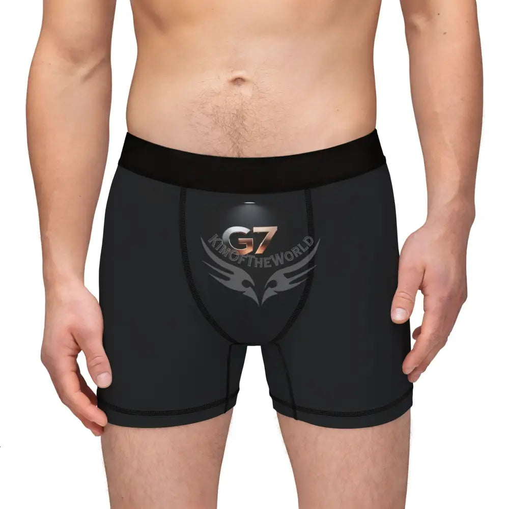 G7 Logo Men’s Black Boxer Briefs — Athletic Comfort All-Over Print All Over Prints