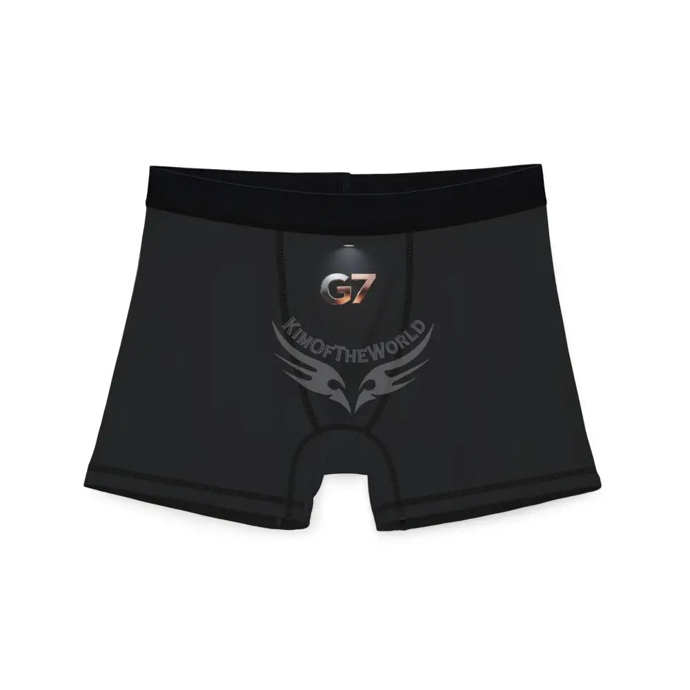 G7 Logo Men’s Black Boxer Briefs — Athletic Comfort All-Over Print S / Black stitching All Over Prints