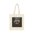 ’G7’’ Metallic Logo Canvas Tote Bag — Minimalist Everyday Grocery & Market Tote Natural / 15’’ x 16’’ Bags