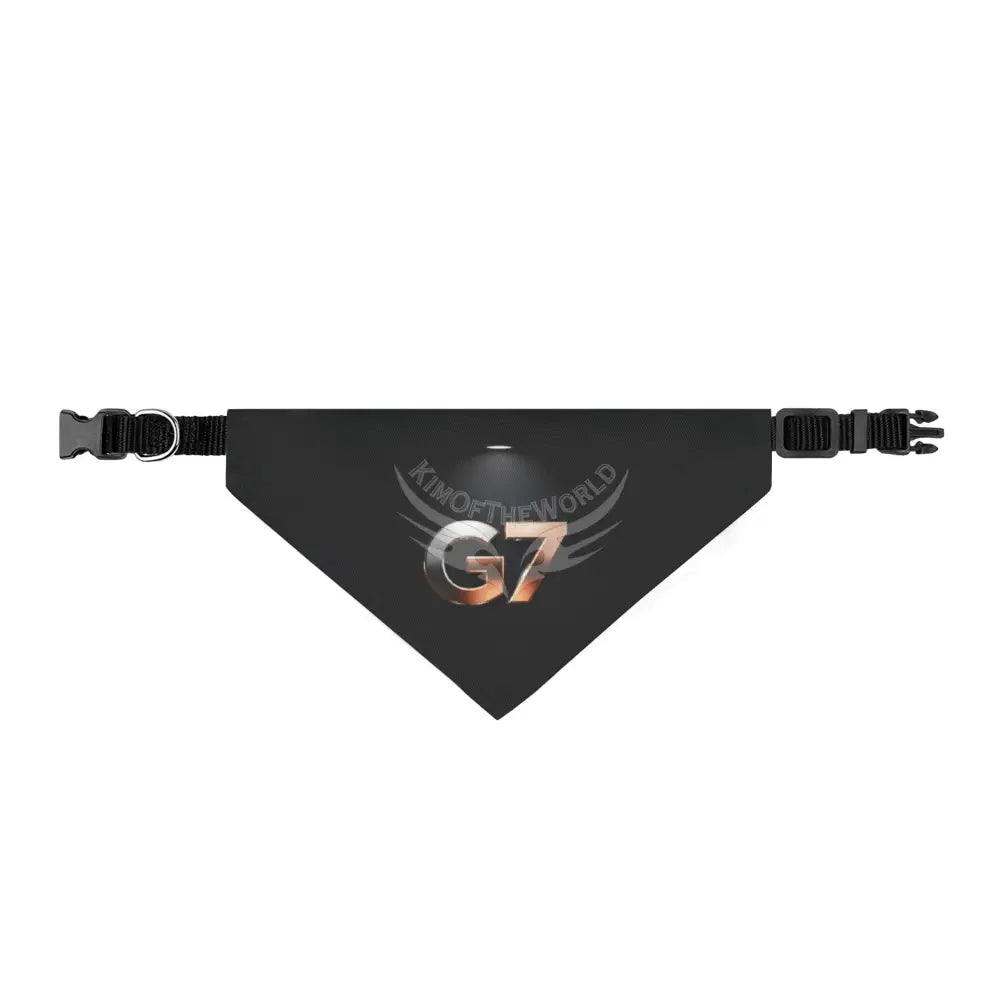 G7 Metallic Logo Clip-On Pet Bandana — Sleek Black & Rose Gold Dog Scarf M Pets
