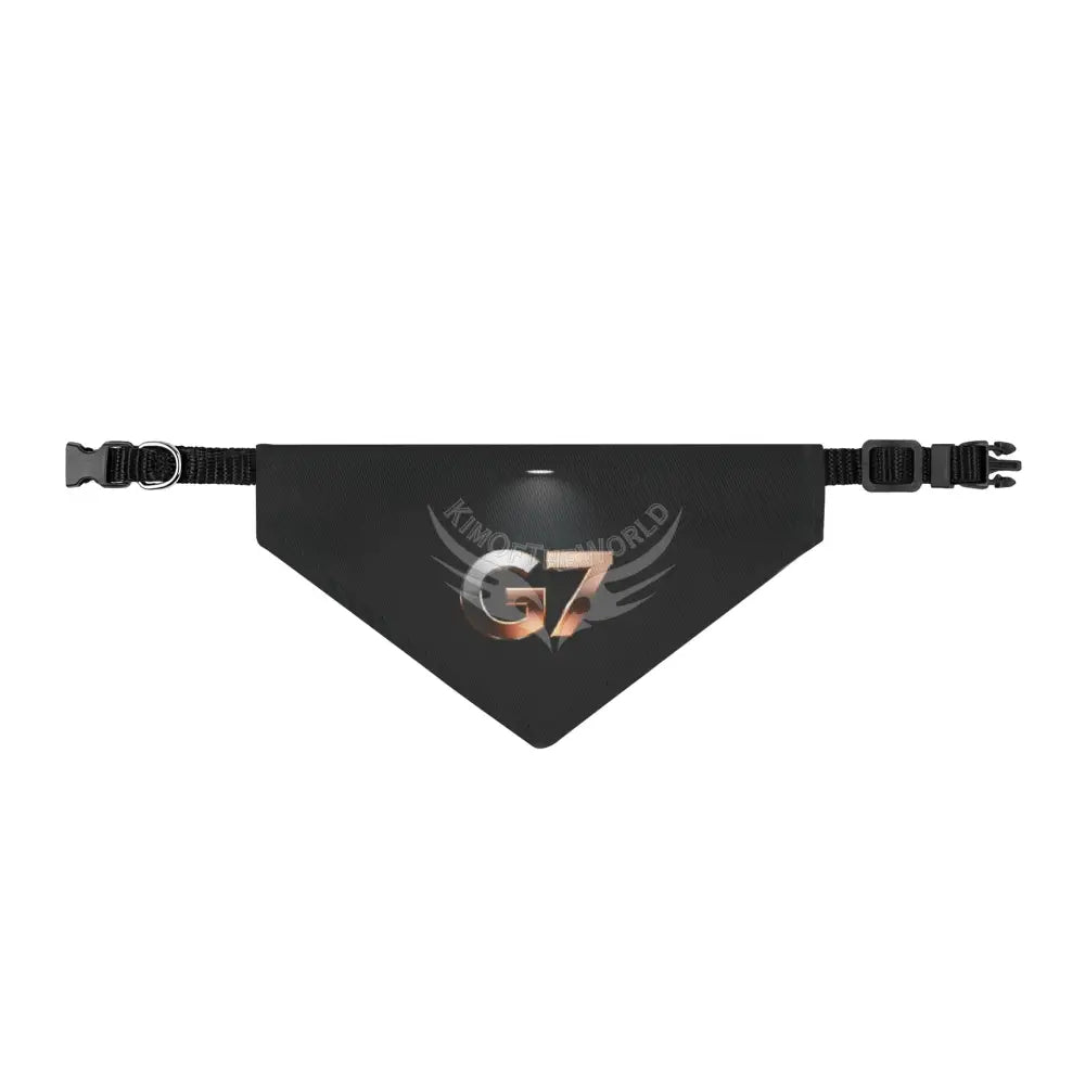 G7 Metallic Logo Clip-On Pet Bandana — Sleek Black & Rose Gold Dog Scarf S Pets