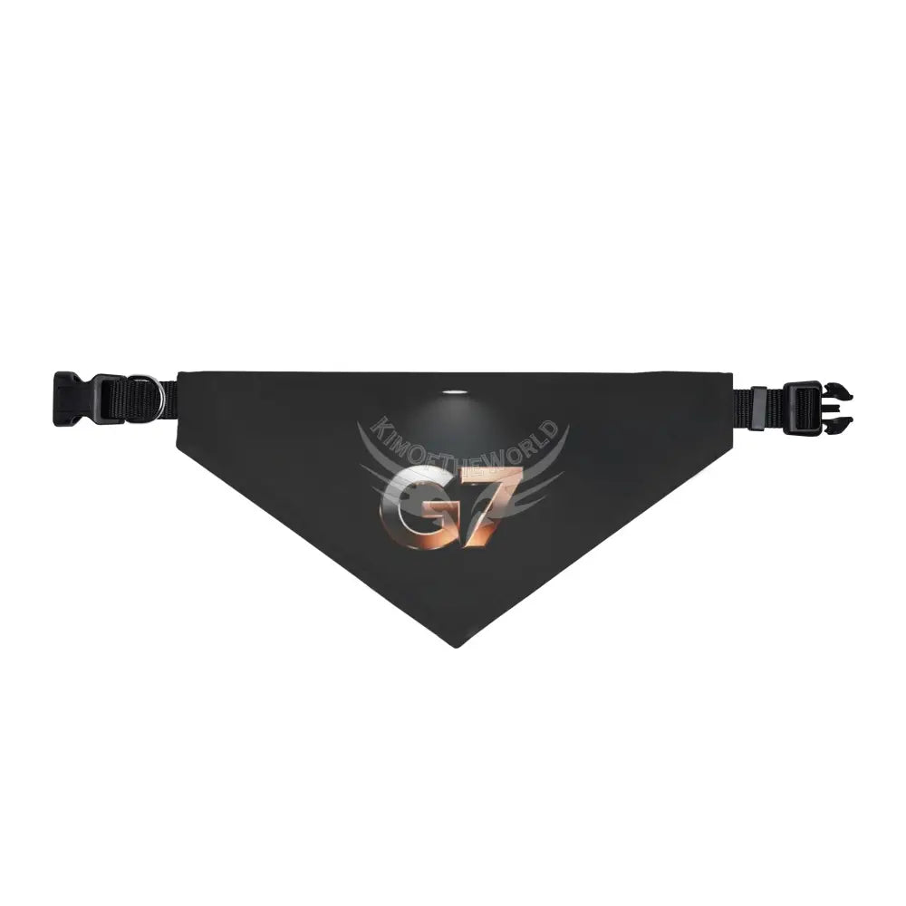 G7 Metallic Logo Clip-On Pet Bandana — Sleek Black & Rose Gold Dog Scarf XL Pets