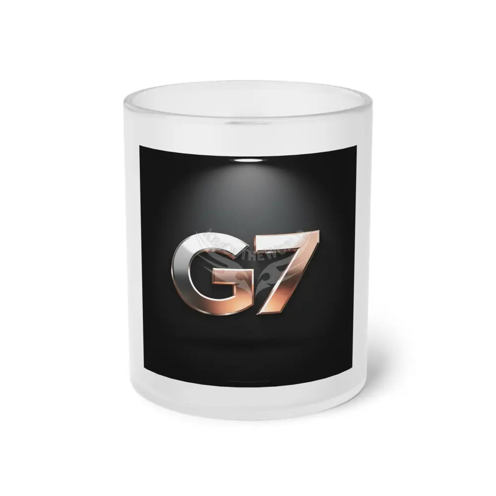 G7 Metallic Logo Frosted Glass Mug — Sleek Chrome & Rose Gold Design 11oz / Frosted Mug