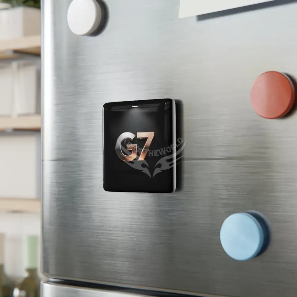 ’G7’’ Metallic Logo Porcelain Magnet — Square Refrigerator Magnet White / 2’’ x 2’’ / Square Home Decor